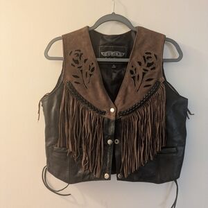 Unik Brown Leather Vest with Cut-Out Design